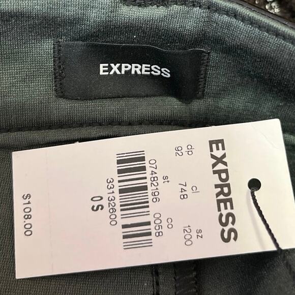 NEW Express Black Faux Leather Modern Straight Super High Rise Trousers Pants 0 - Picture 5 of 7